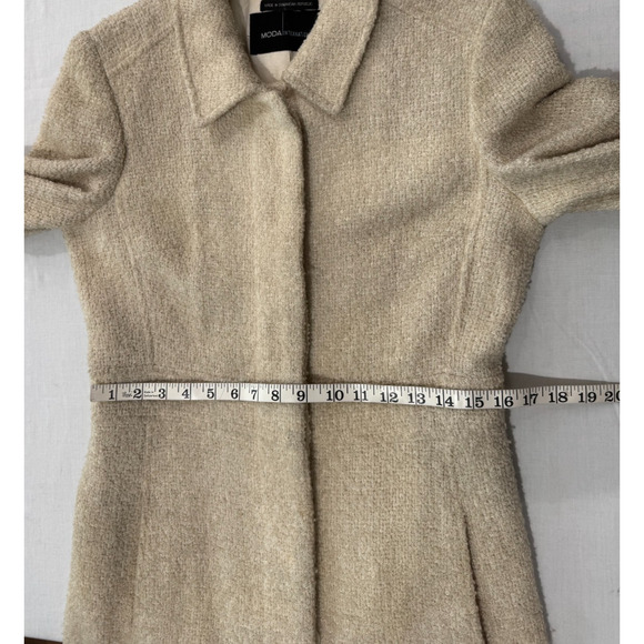 Vintage MODA International Womens Wool Boucle Coat Cream Mid Length Sz XS - Picture 10 of 13